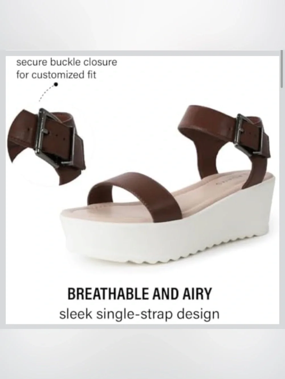 J. Adams Surf Platform Sandal Tan Brown Vegan Leather Buckle Wedge 11 NWT
